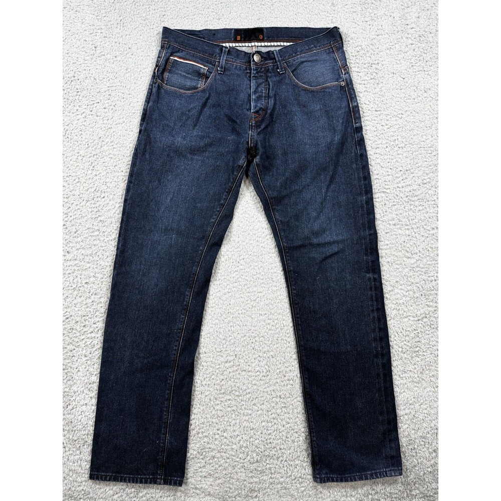 Ben sherman Jeans Mens 33 Blue Denim RAMONE Straight Selvedge Size 33x30